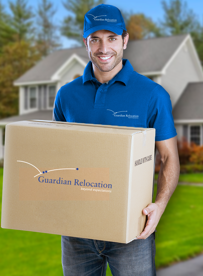 Guardian Relocation professional mover carrying a box