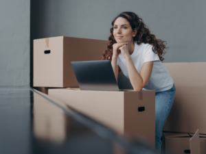 Woman preparing to move